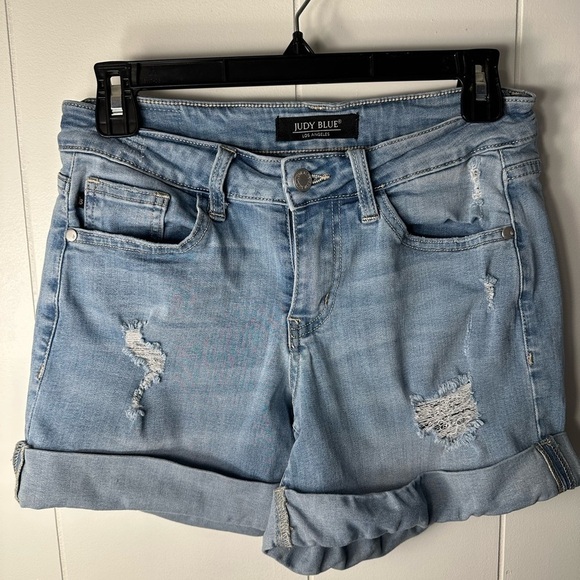 Judy Blue Distressed Denim Stretch Shorts, Size Small - Picture 4 of 12